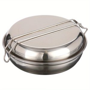 Space-Saving 5-Piece Cookware Mess Kit, Stainless Steel and Plastic